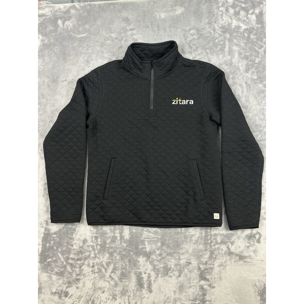 Marine Layer Corbet Quilted Quarter Zip Pullover Mens Sz M Black Zitara Logo NWT